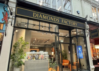 The Diamonds Factory store front in the Royal Arcade, Cardiff